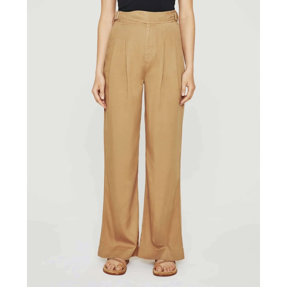 Adriano Goldschmied Natalie Double Pleated Wide Leg Trouser Womens 28 Brown Pant